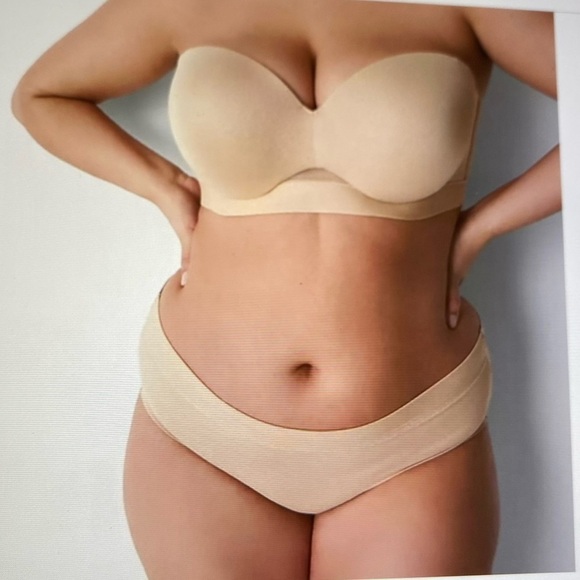 NWT Cacique Comfort Bliss Lightly Lined Multi-Way Strapless Bra 48B, 42C Nude - Picture 2 of 12